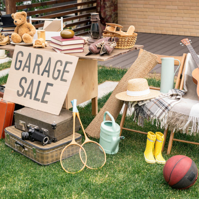 A garage sale on the lawn