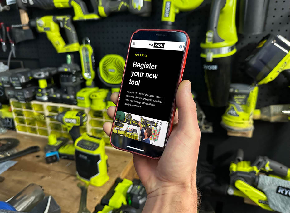 Register your new tool on the RYOBI website