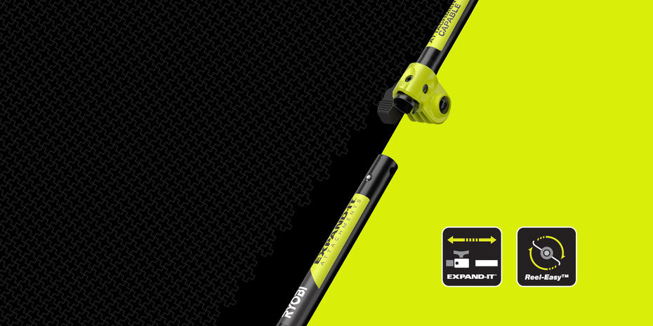 RYOBI Expand It connection bars on black and hyper green background