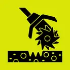 Icon: black soil tiller on hyper green background