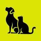 Icon: black dog and cat on hyper green background