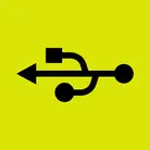 Icon: black charging symbol on hyper green background