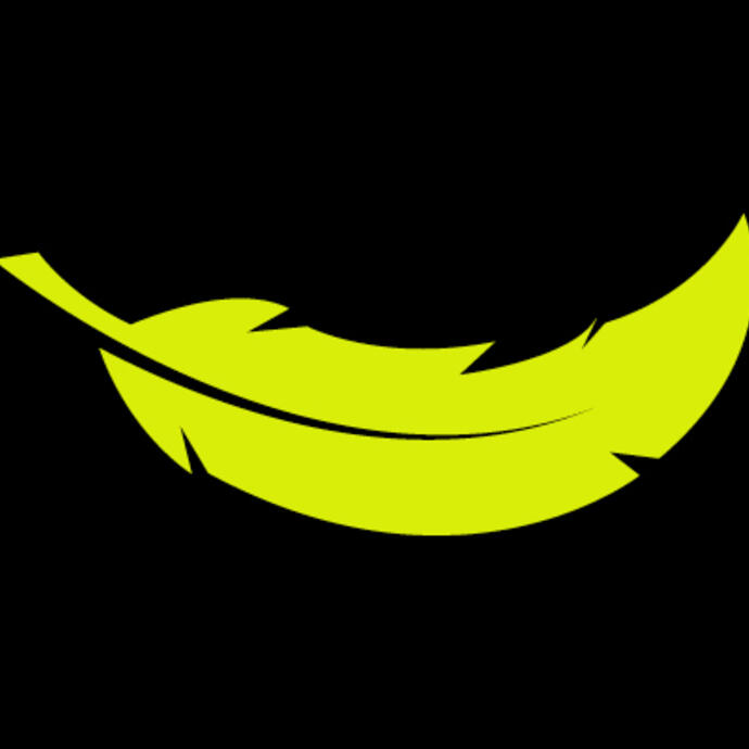 Icon: hyper green feather on a black background