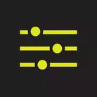 Icon: hyper green control bars on a black background 
