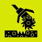 Icon: black soil tiller on hyper green background