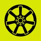 Icon: black wheel with lug nuts visible on hyper green background