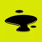 Icon: black water puddle with hyper green background 